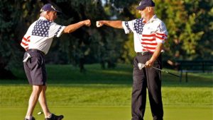 Two of the golfers at the 7th Annual Tee