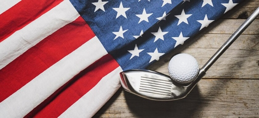 USA flag and golf
