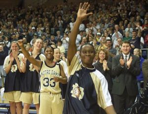 Basketball player, Danielle Green, during her Notre Dame Senior Night in 2000.